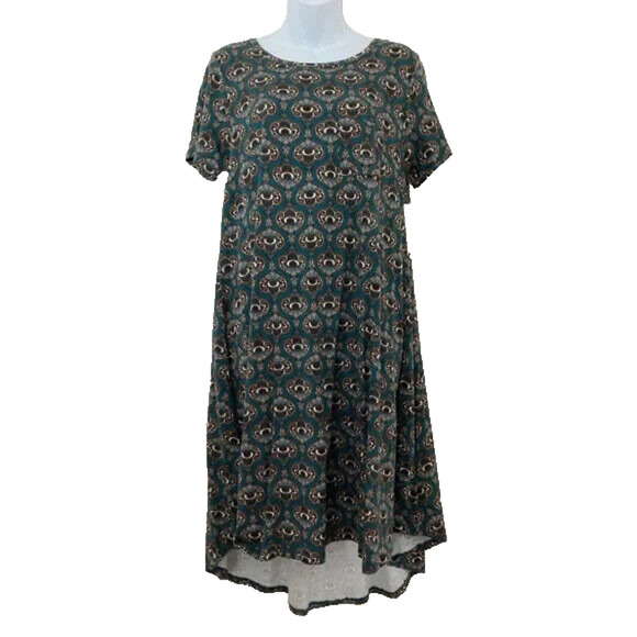 NWT LuLaRoe Carly Swing Dress Women Size S teal paisley high low hem NEW - Picture 1 of 7